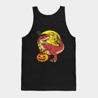 Dinosaur Trex Witch Spooky Full Moon Halloween Costume Tank Top